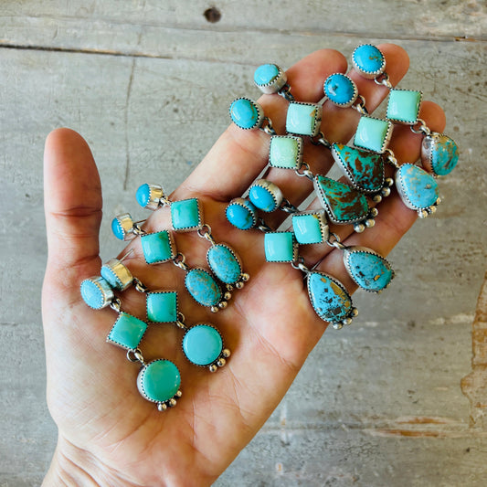 Navajo Trish Largo Sterling Silver & Mixed Turquoise Earrings
