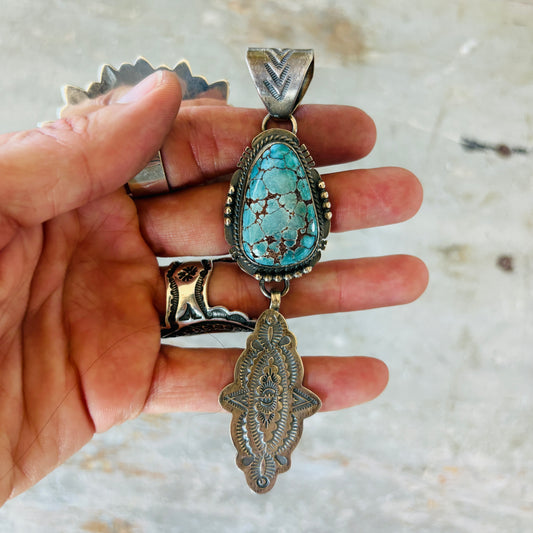 Navajo John Nelson Sterling Silver & Turquoise Pendant