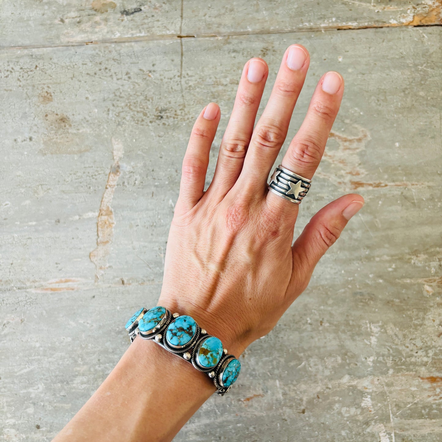 Navajo Andy Cadman Sterling Silver Stars Ring