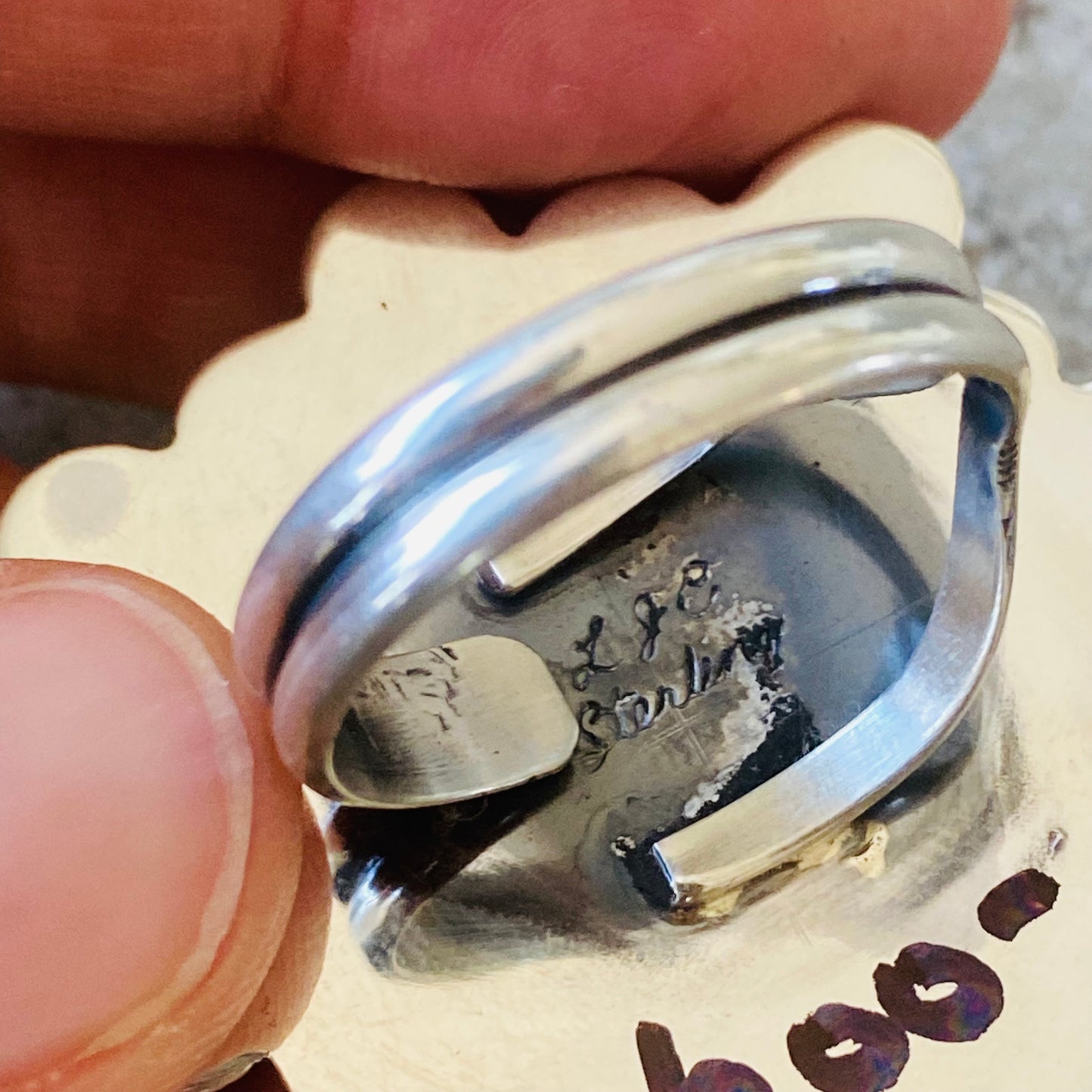 Navajo Lorenzo & Jerilyn Chee Sterling Silver & Campitos Turquoise Heart Ring