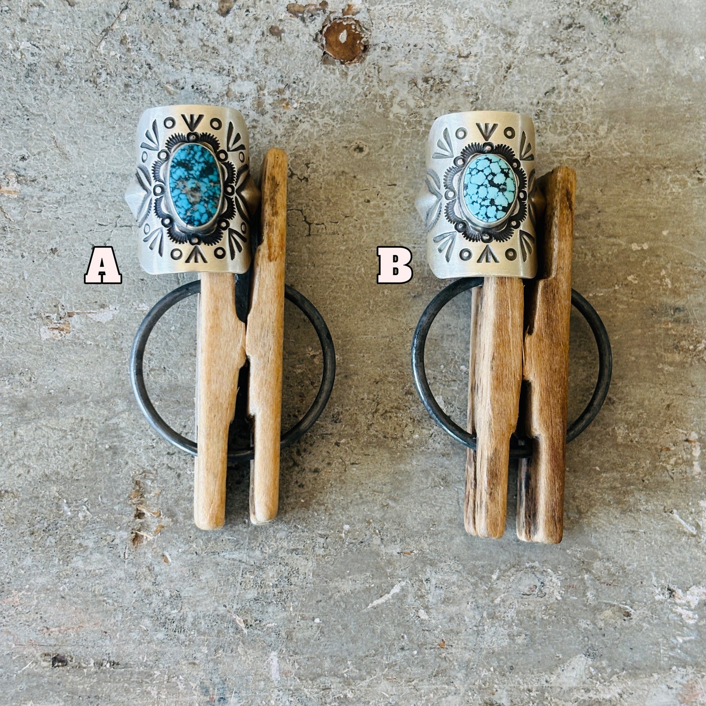 Navajo Herman Smith Sterling Silver & Turquoise Shield Ring