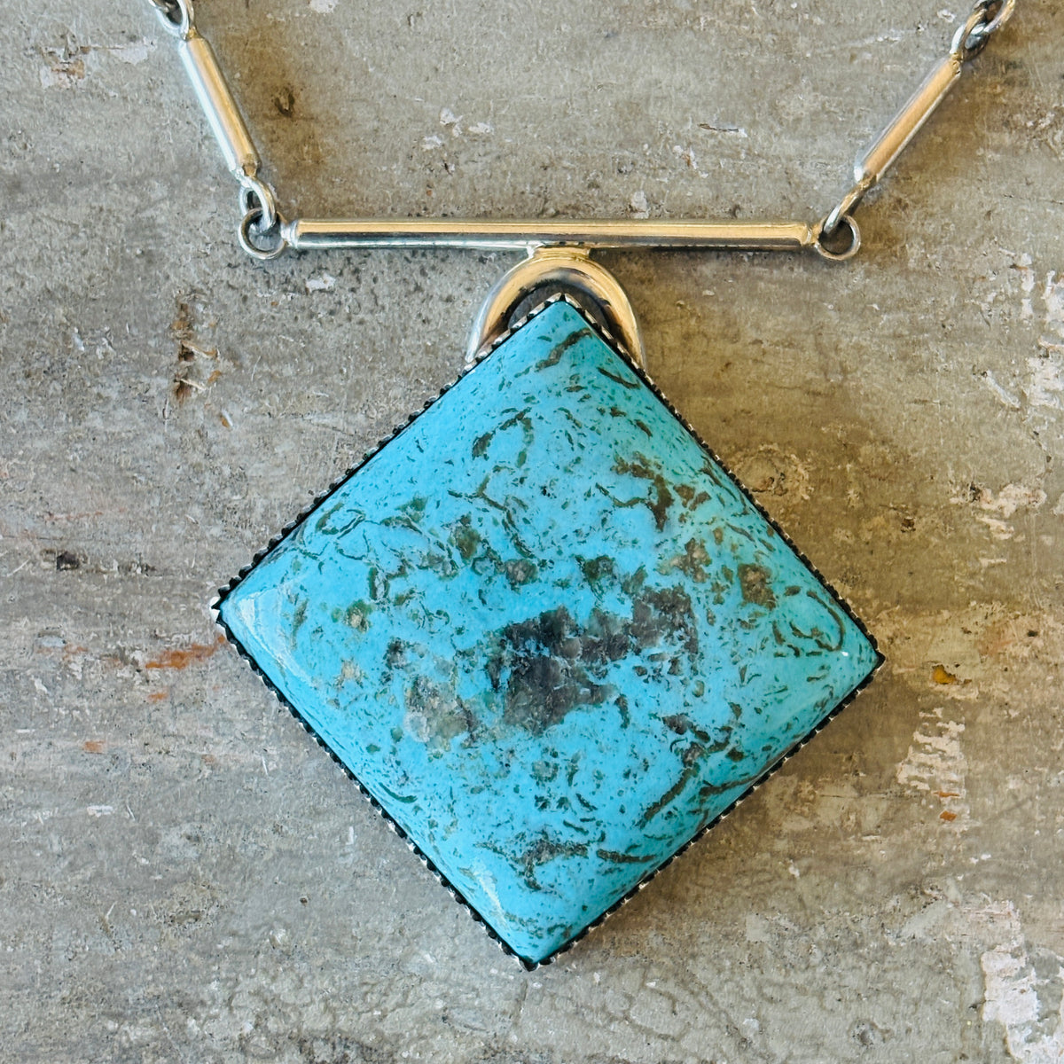 Navajo Ben Begaye Sterling Silver & Nevada Turquoise Statement Necklace
