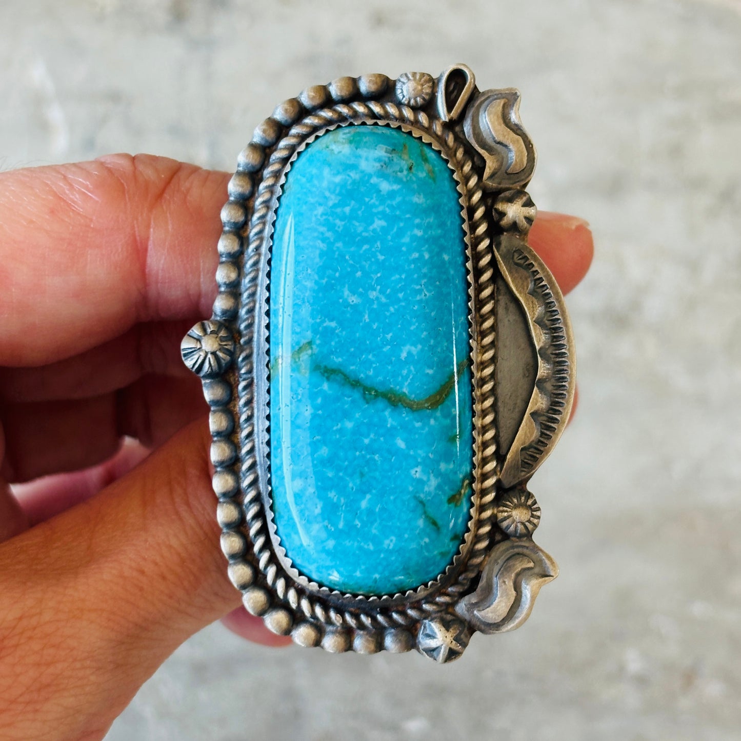 Navajo Leslie Nez Sterling Silver & Waterweb Kingman Ring