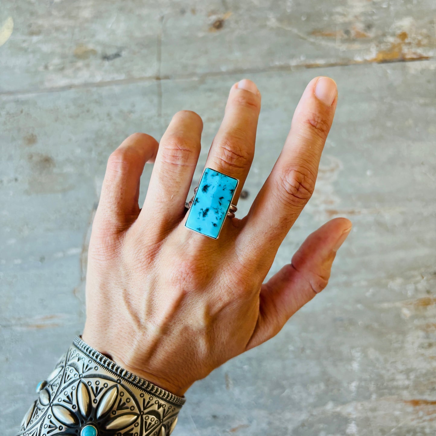 Navajo Mildred Parkhurst Sterling Silver & Sleeping Beauty Turquoise Ring