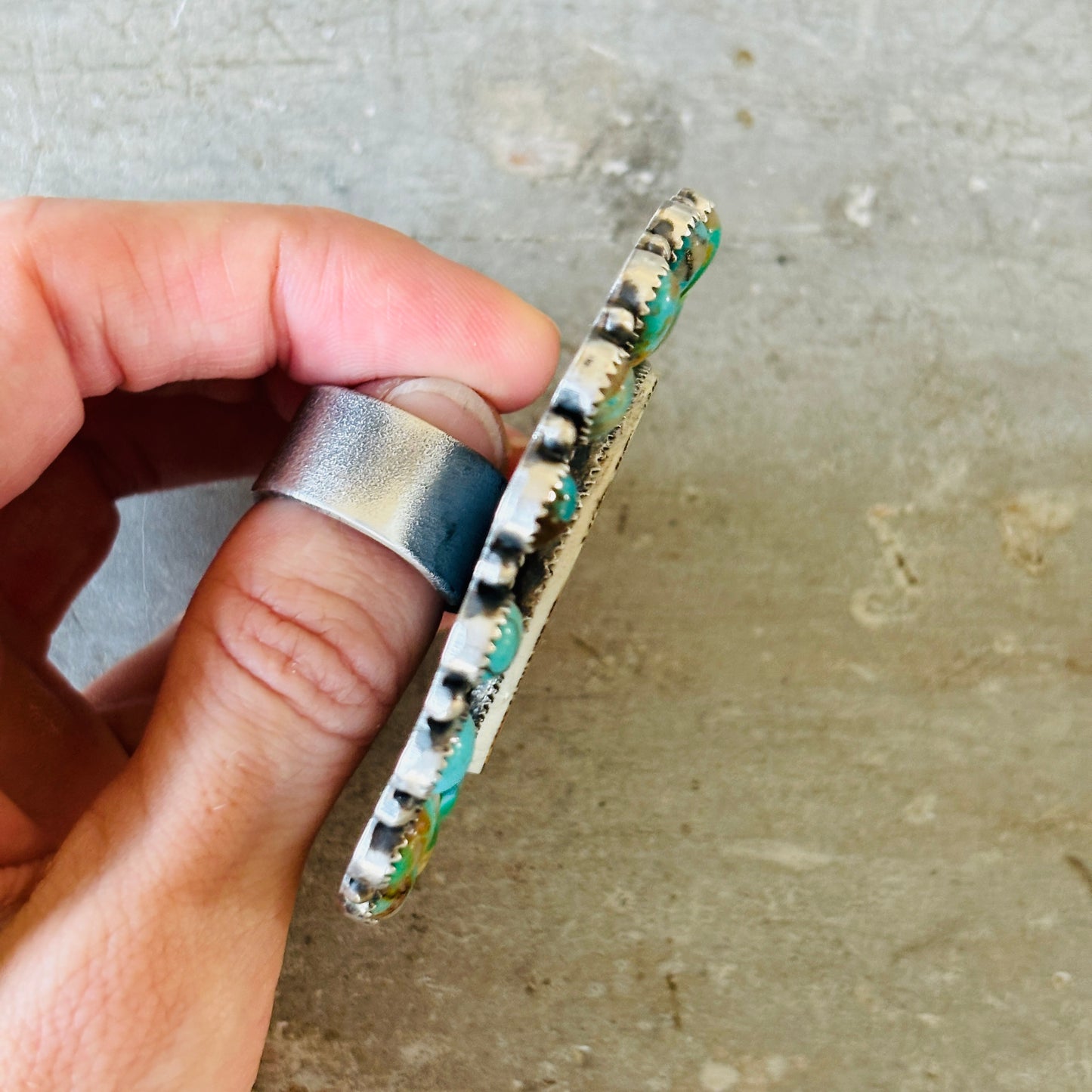 Kindale Billah Sterling Silver - Ceramic & Mixed Turquoise Cowboy Ring