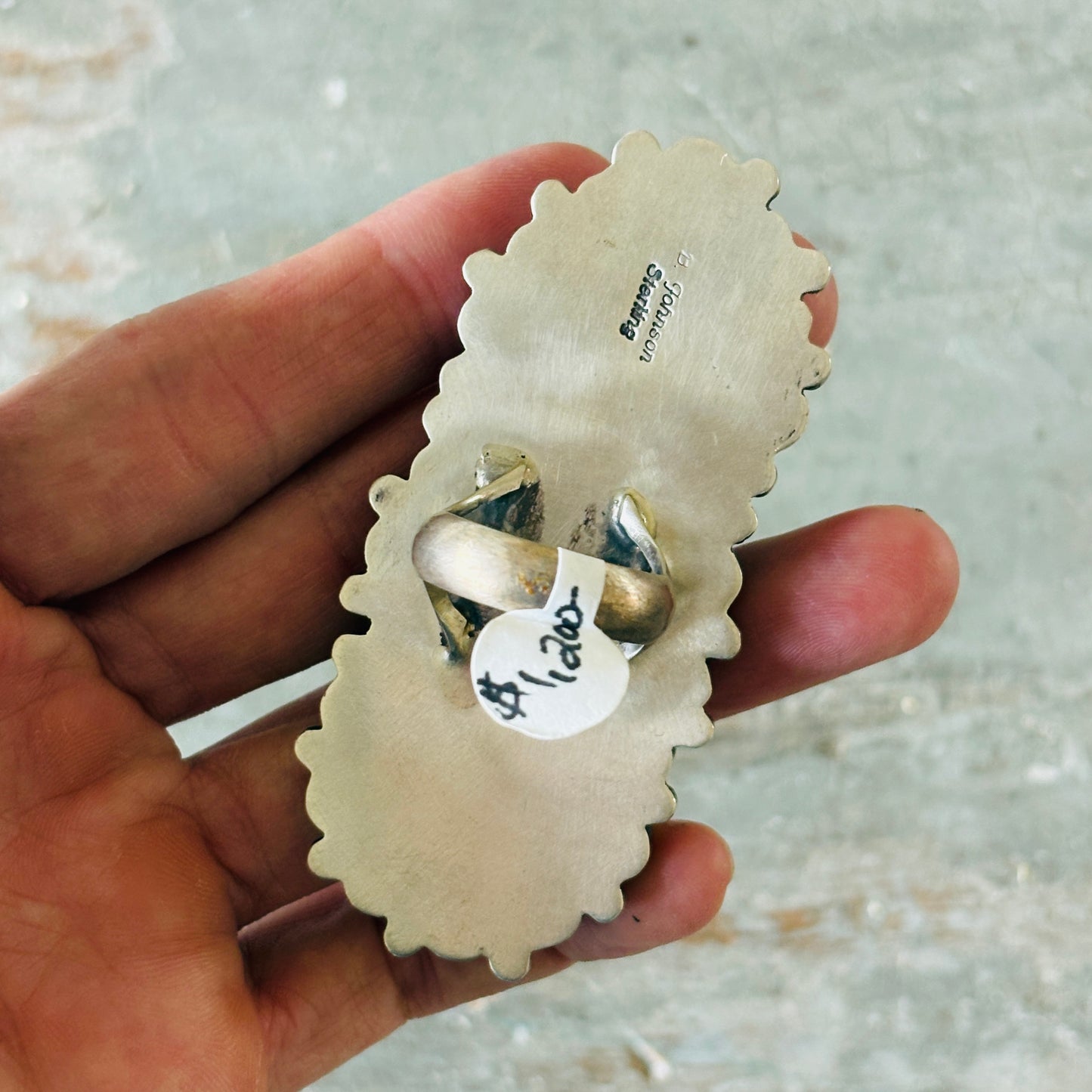 Navajo Bobby Johnson Sterling Silver & Mixed Turquoise Cluster Ring