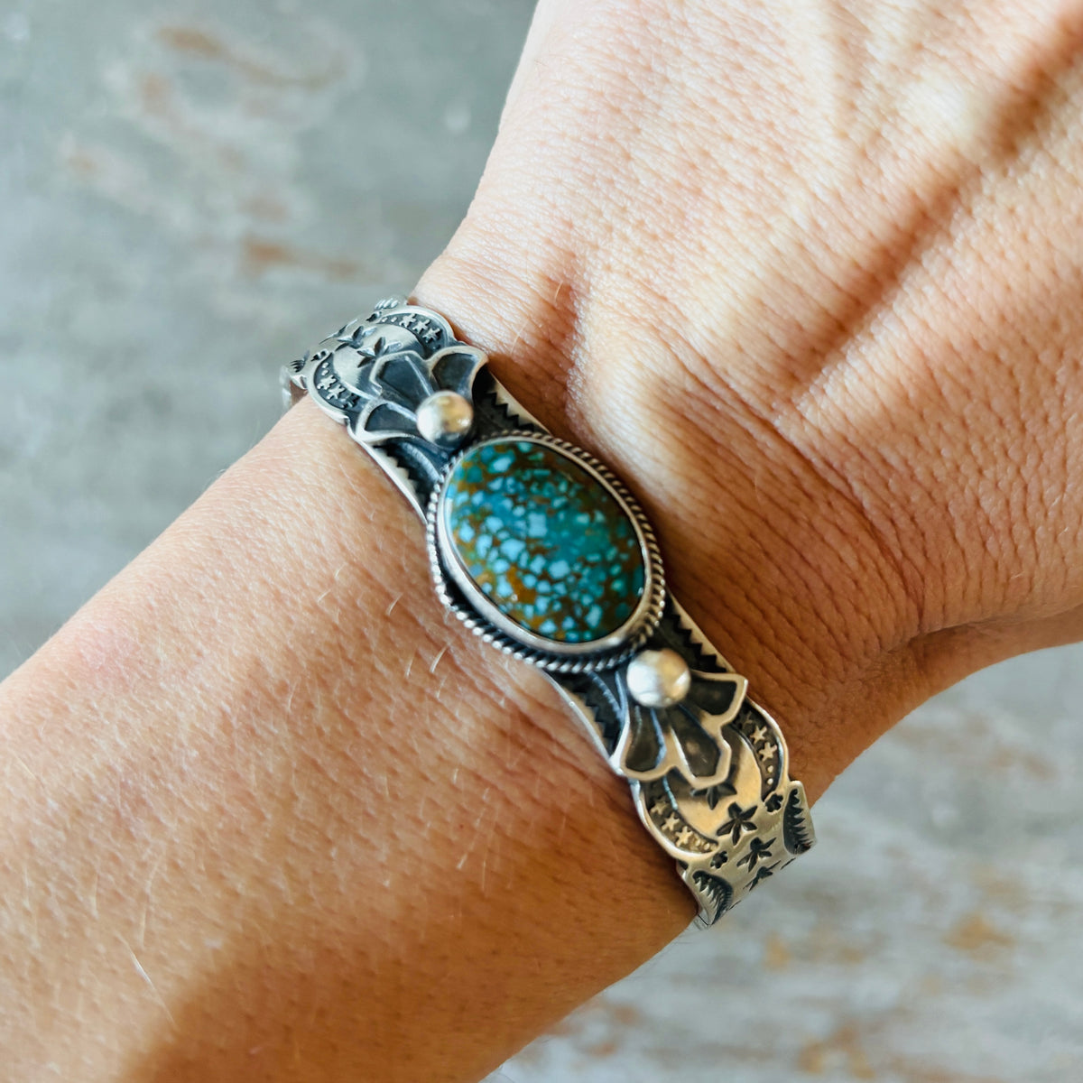 Navajo Bo Reeves Sterling Silver & Web Kingman Stars Stacker Cuff