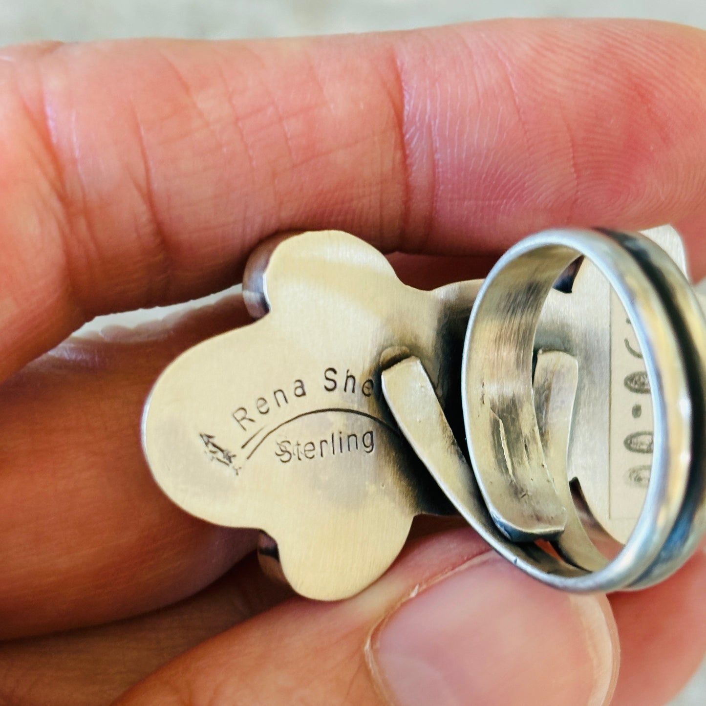 Navajo Rena Shelly Sterling Silver & Golden Hills Cluster Ring