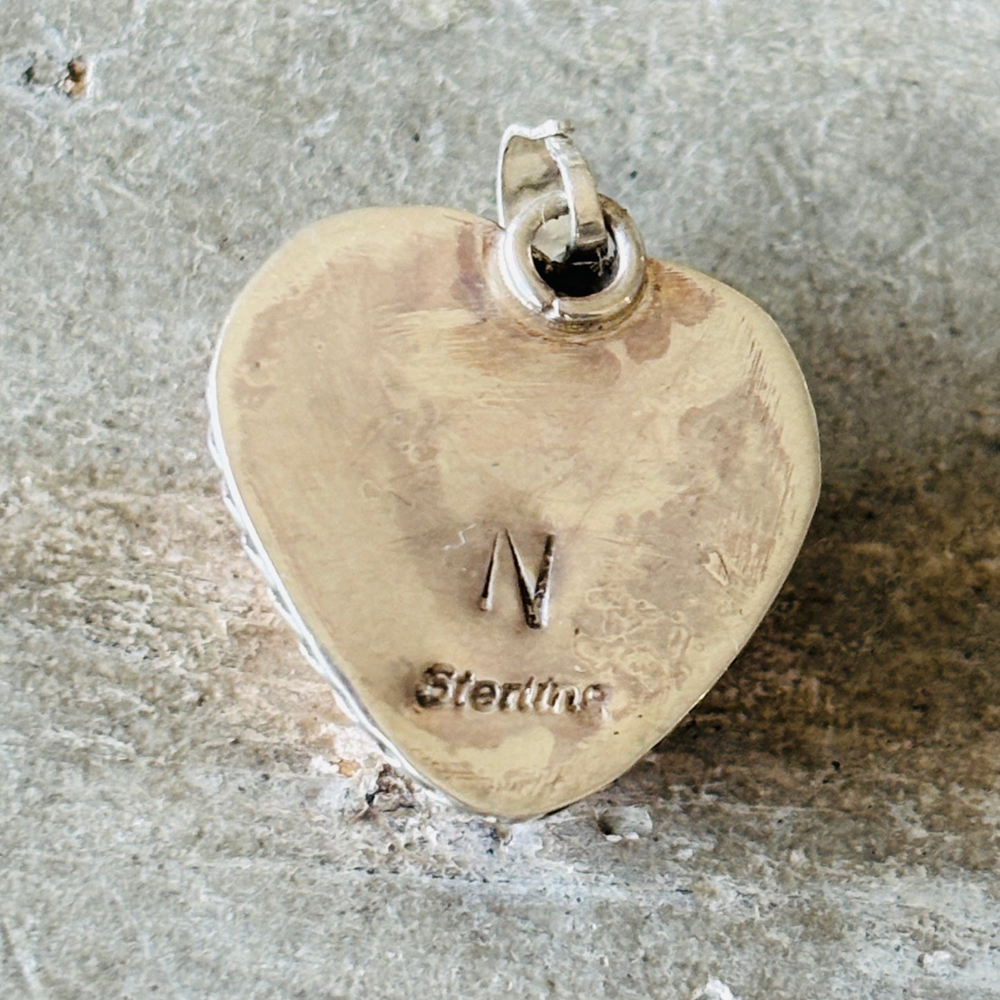 Navajo Pauline Nelson Sterling Silver & Orange Spiny Oyster Heart Pendant