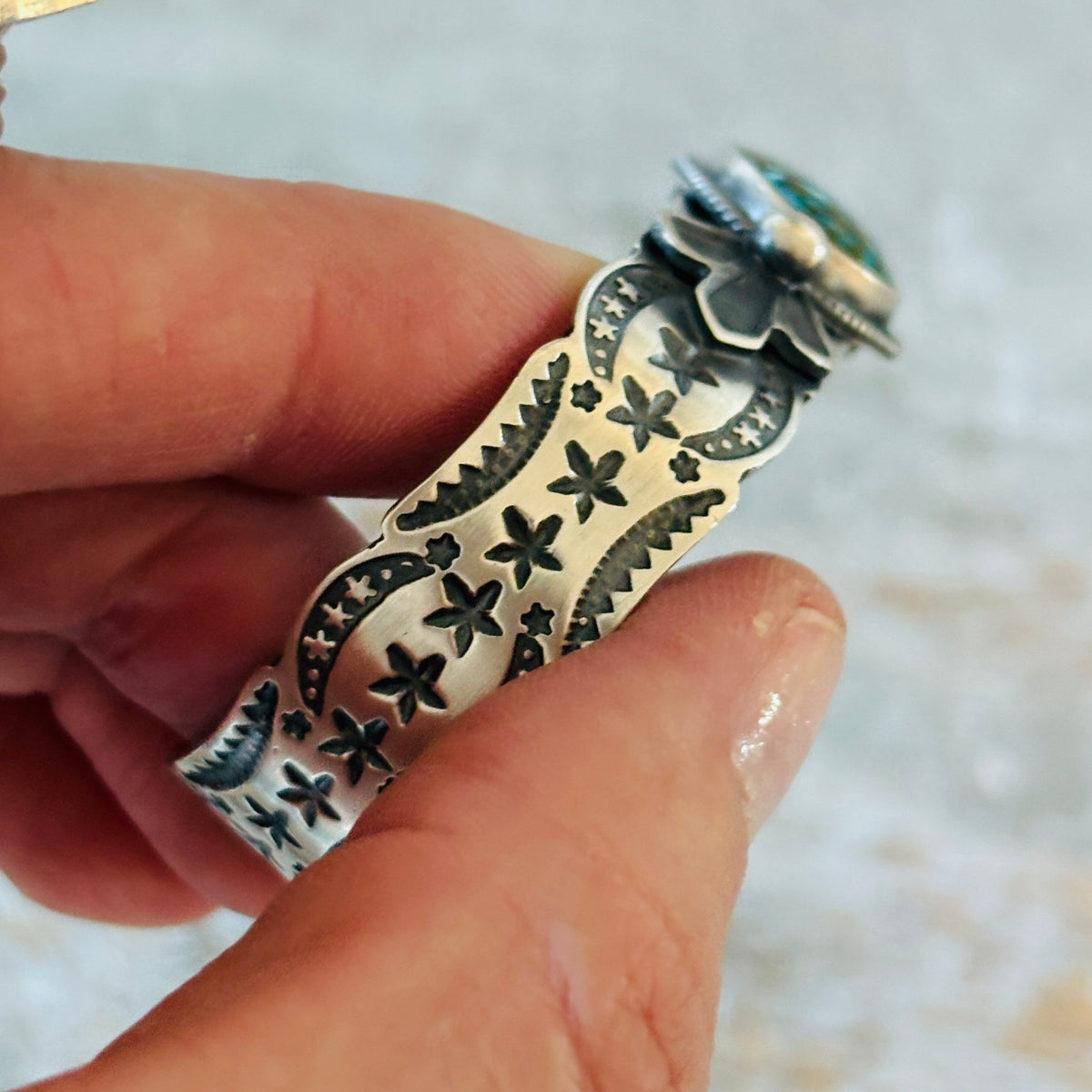 Navajo Bo Reeves Sterling Silver & Web Kingman Stars Stacker Cuff