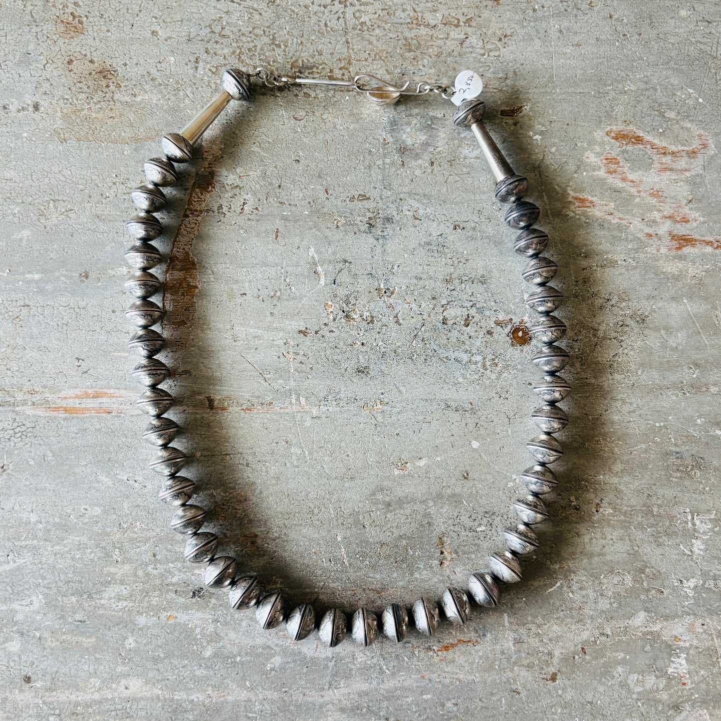 Navajo James McCabe Sterling Silver & Liberty Dime Beads Necklace