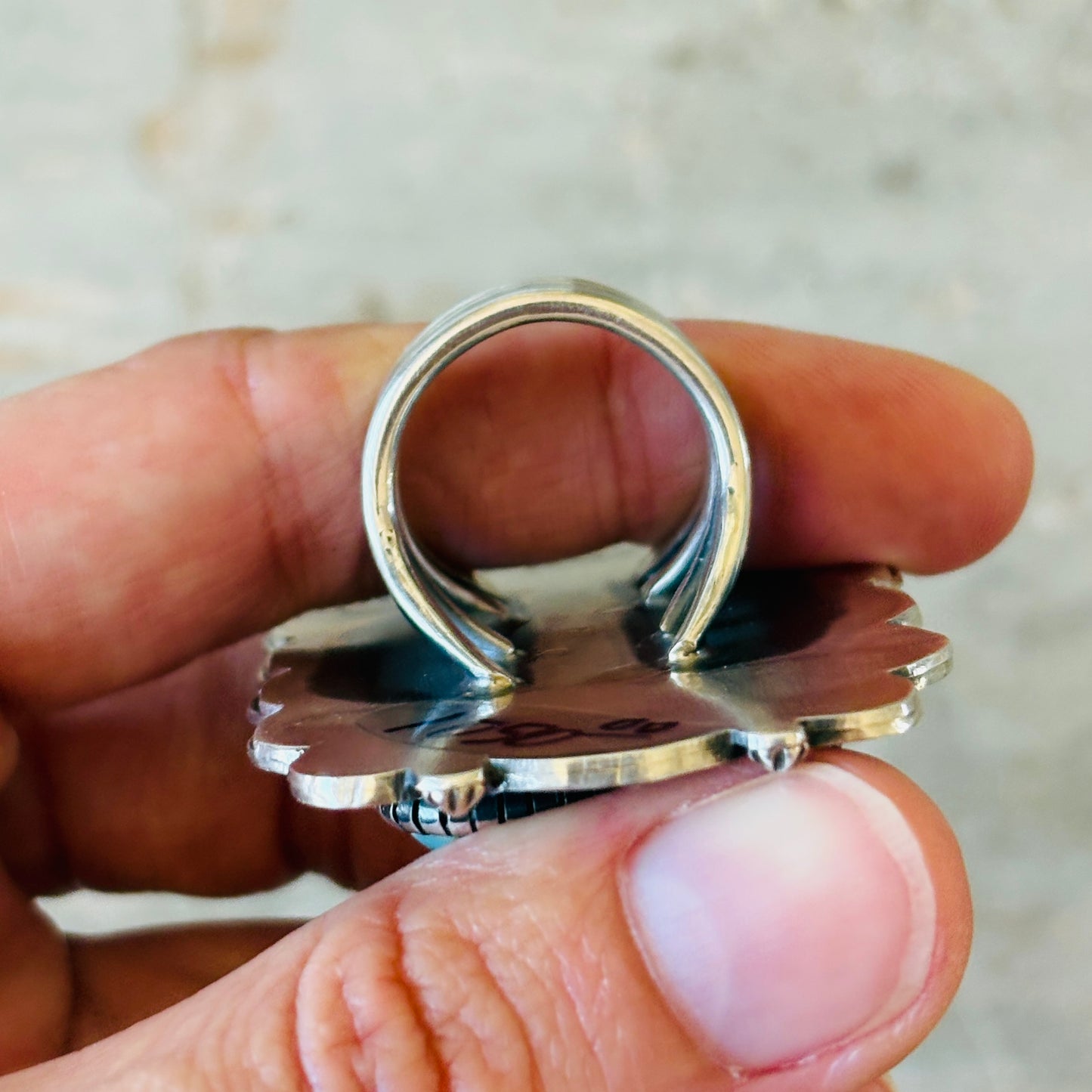 Navajo Hank Vandever Sterling Silver & #8 Turquoise Statement Ring