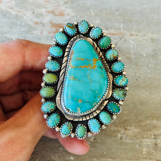 Navajo Marcus Chavez Sterling Silver & Multi Turquoise Cluster Ring