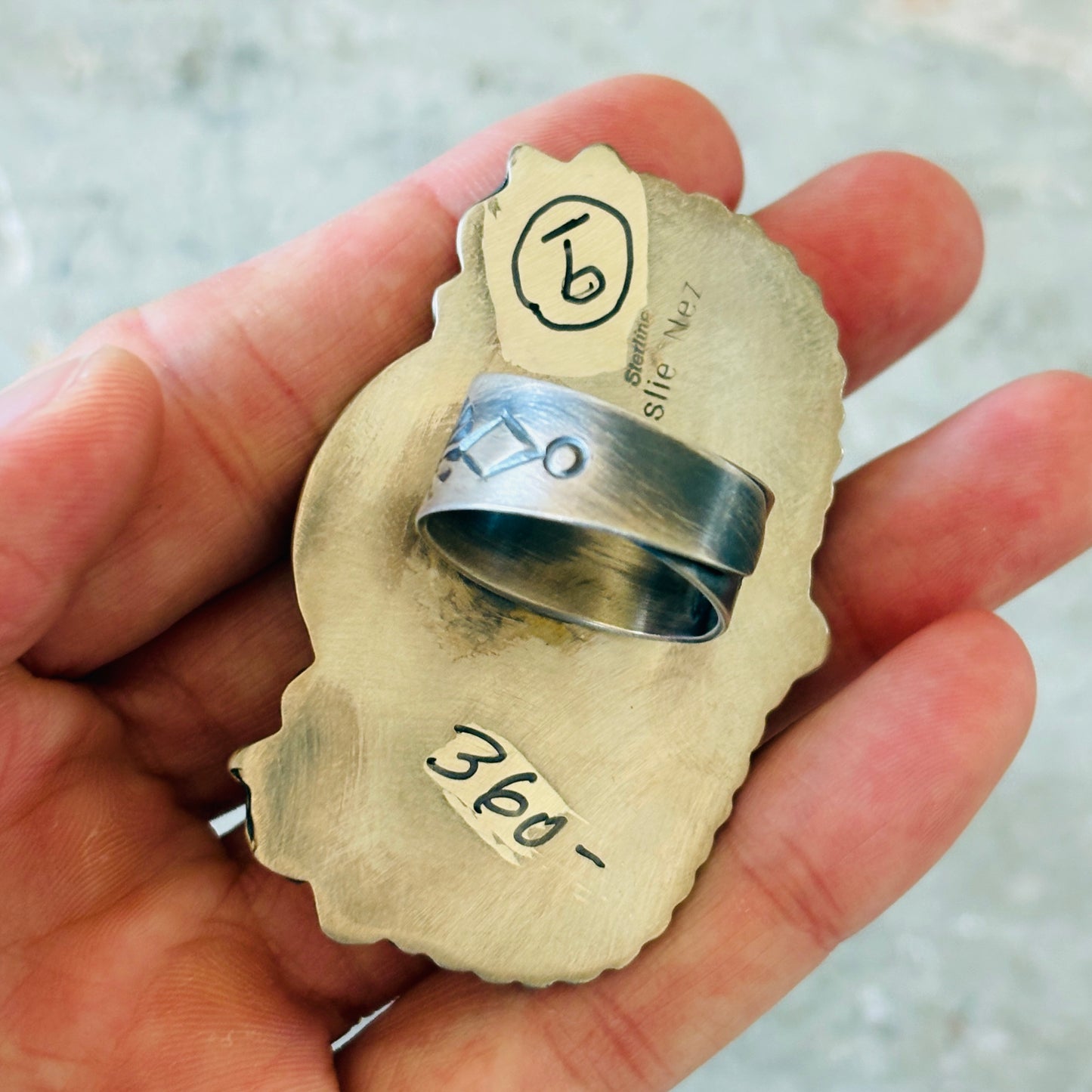 Navajo Leslie Nez Sterling Silver & Waterweb Kingman Ring