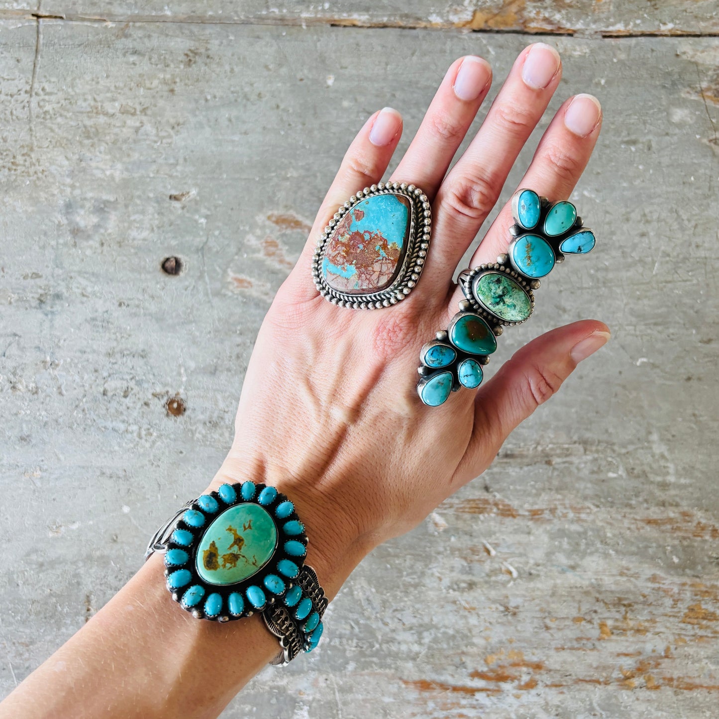 Navajo Shawn Cayatineto Sterling Silver & Kingman Turquoise Statement Cuff