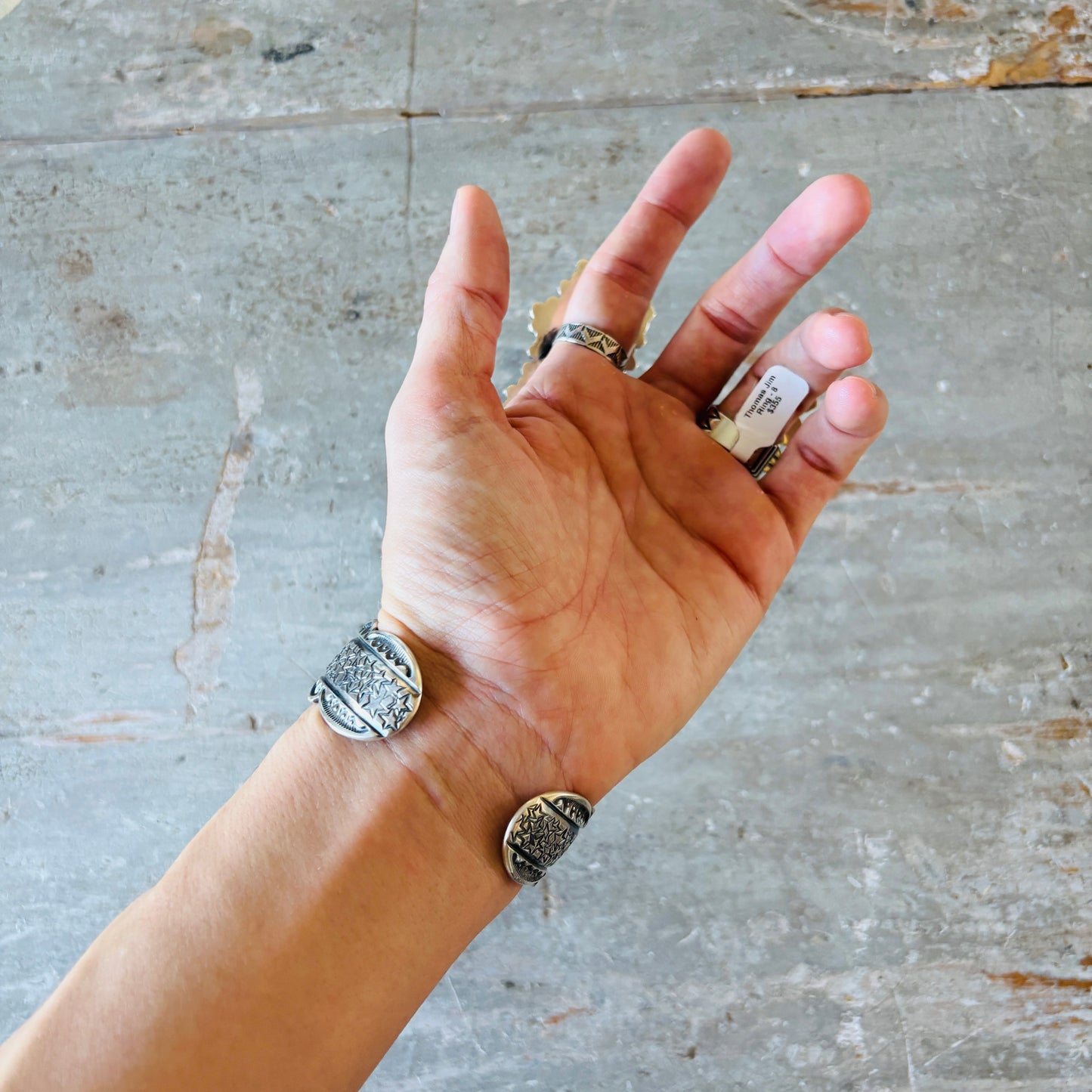 Navajo Roland Dixon Sterling Silver Stars Stacker Cuff