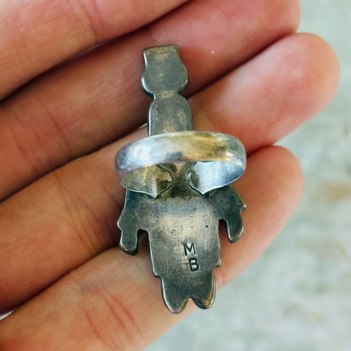 Vintage Zuni Madeline Beyukai Sterling Silver Multi Stone Maiden Ring