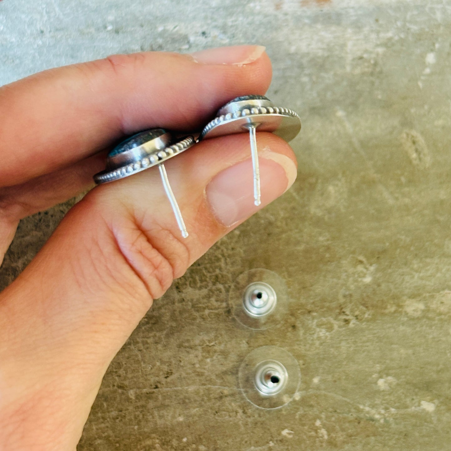 Sheila Tso Sterling Silver & Hubei Turquoise Earrings