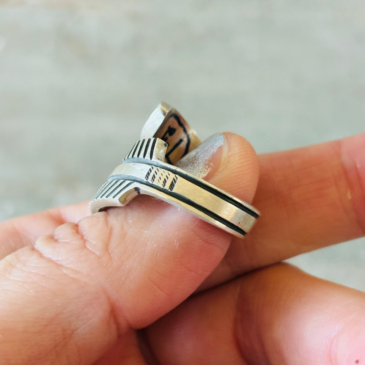 Navajo Herman Smith Sterling Silver Arrow Ring