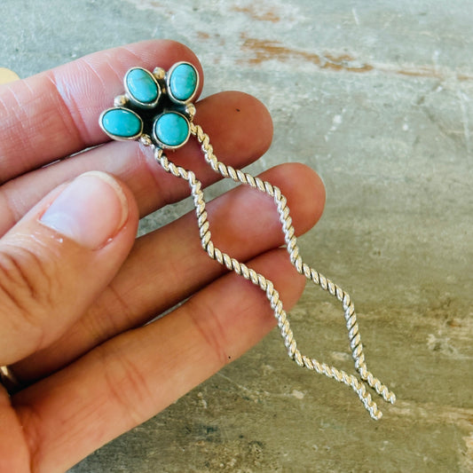 Navajo Geraldine James Sterling Silver & Kingman Turquoise Hair Pin