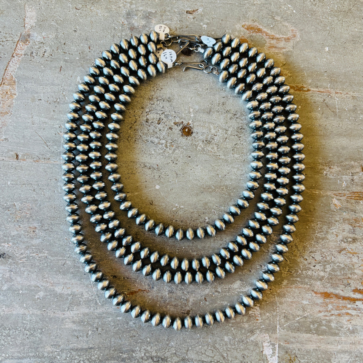 Navajo Tonisha Haley Sterling Silver 10mm Handmade Pearls Necklace