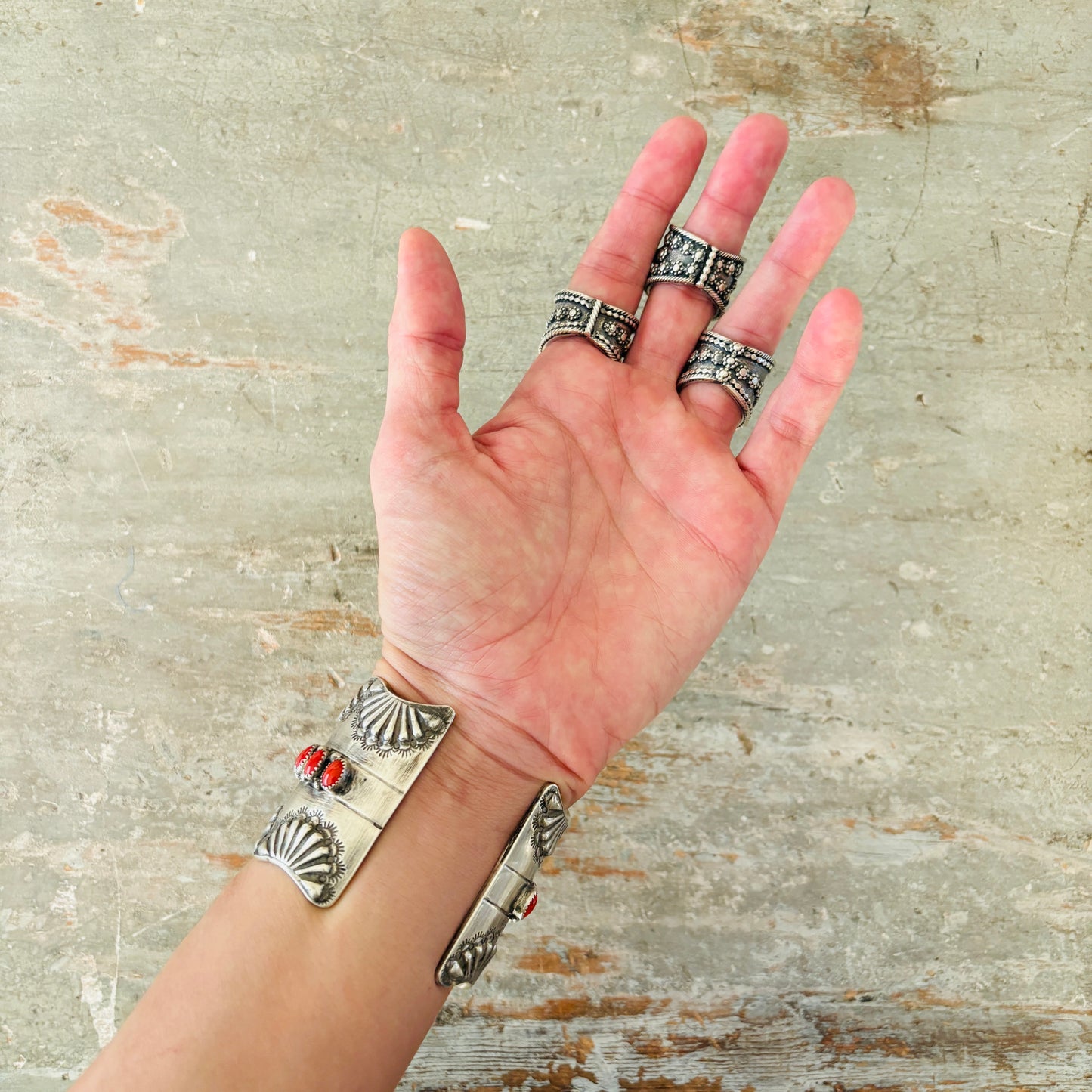 Navajo Hemerson Brown Sterling Silver Statement Ring