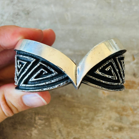 Navajo Aaron Anderson Tufa Cast Geometric Cuff