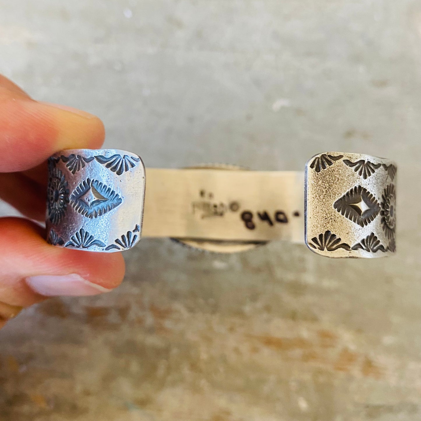 Navajo Kindale Billah Sterling Silver & Kingman Turquoise Stacker Cuff