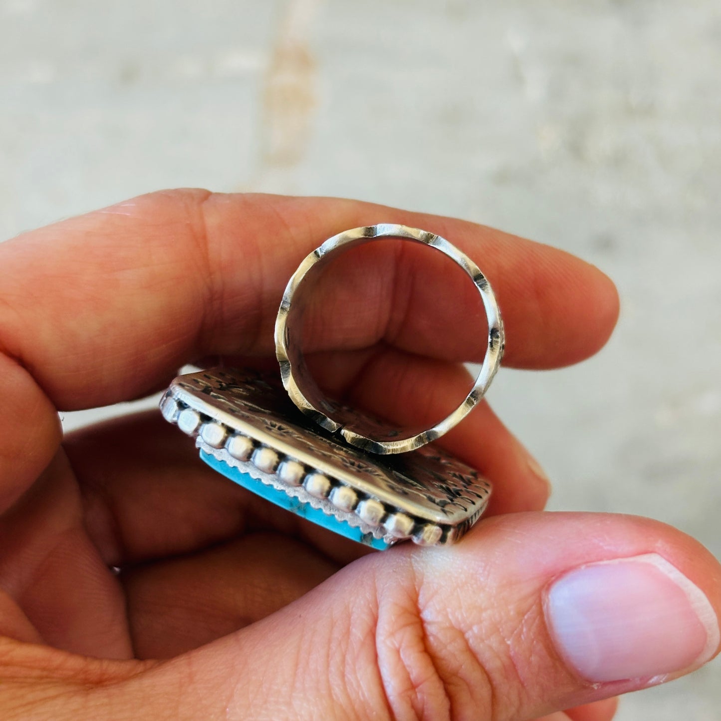 Navajo Kevin Billah Sterling Silver & Kingman Turquoise Ring