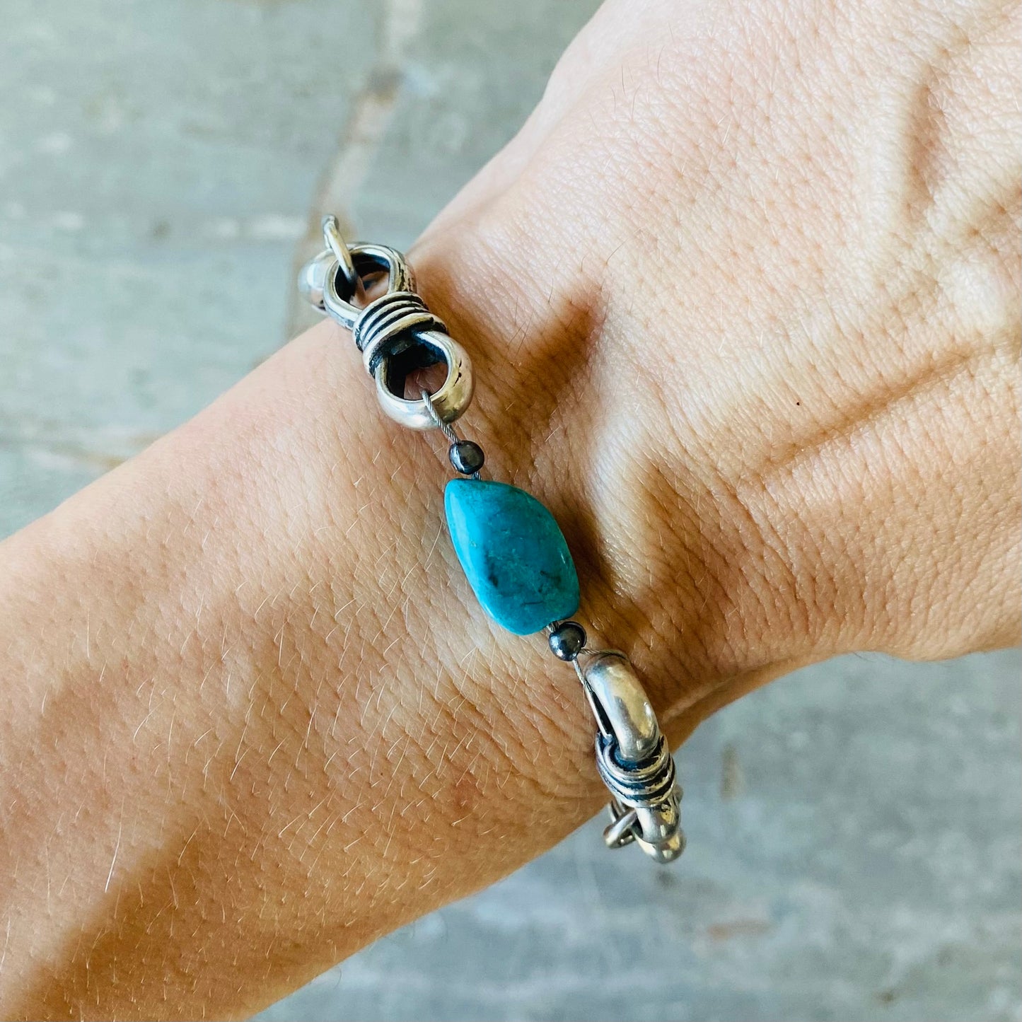 Navajo Sterling Silver & Turquoise Toggle Bracelet