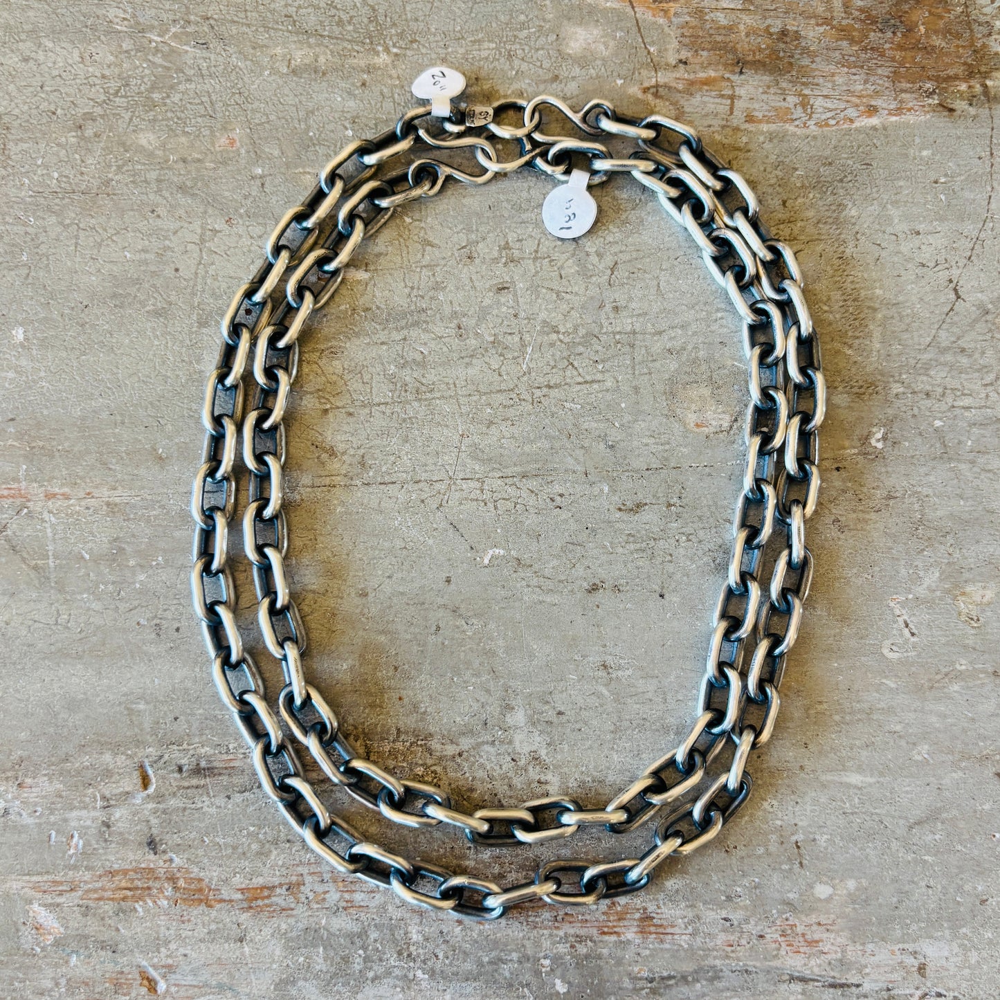 Navajo Stanford Yazzie Sterling Silver Handmade Chunky Paperclip Chain