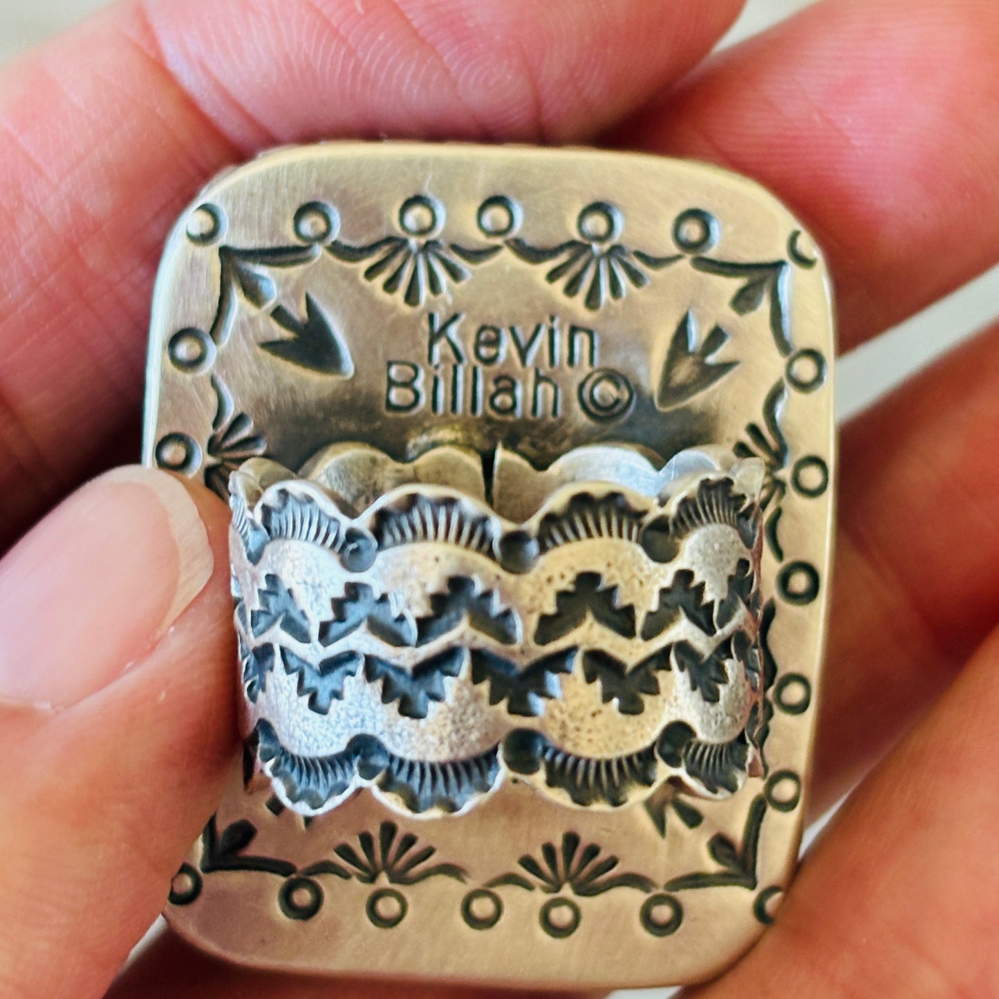 Navajo Kevin Billah Sterling Silver & Kingman Turquoise Ring