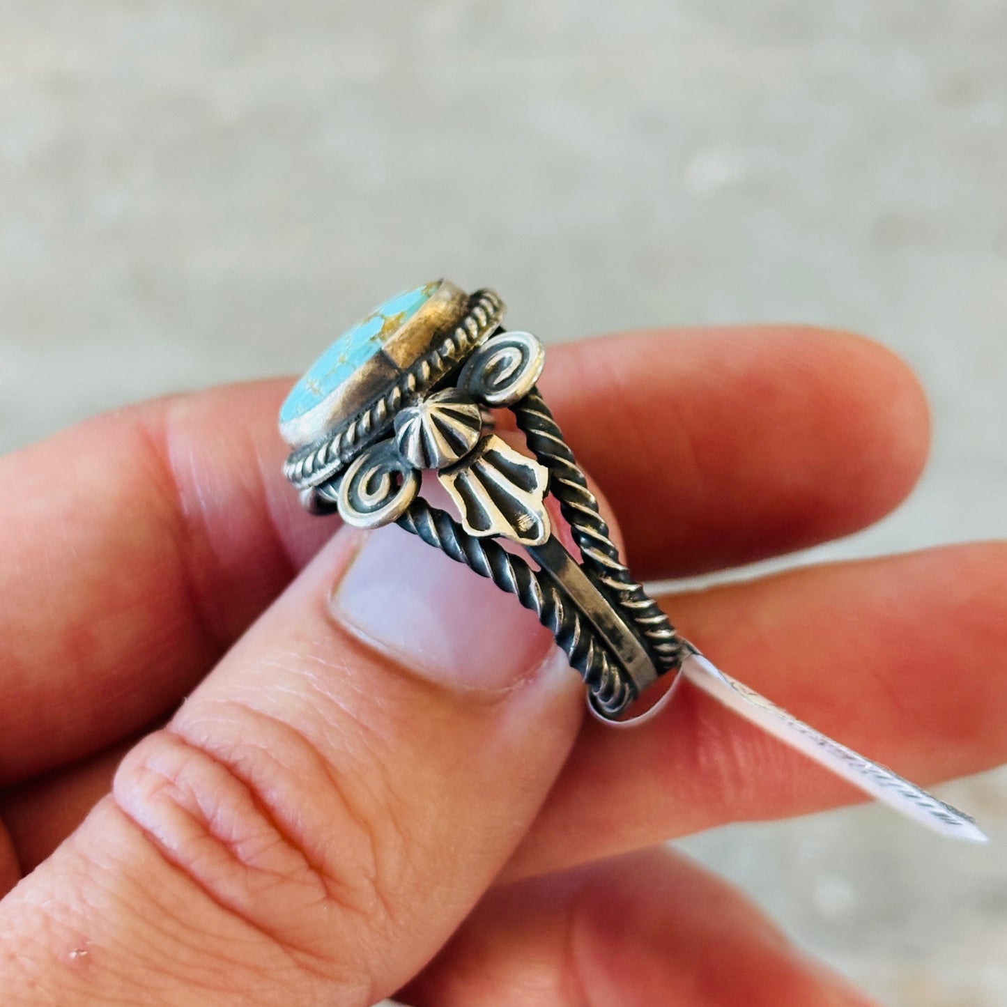 Navajo Andy Cadman Sterling Silver & #8 Turquoise Ring
