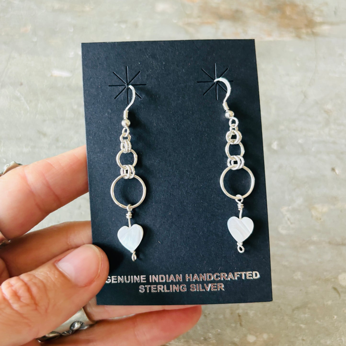 Navajo Buzz Thompson Sterling Silver & MOP Hearts Earrings