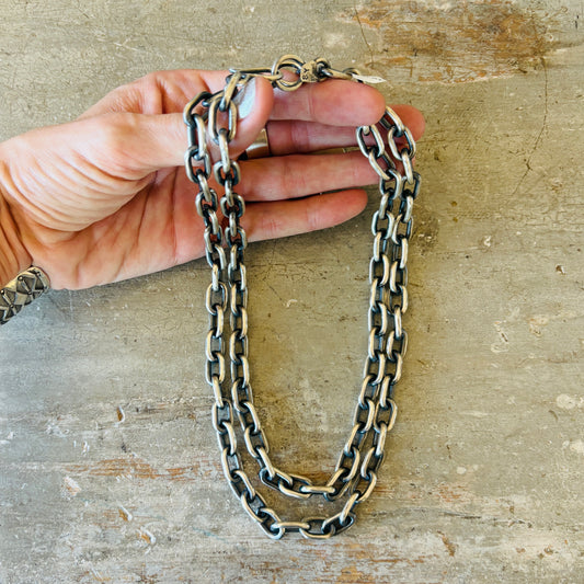 Navajo Stanford Yazzie Sterling Silver Handmade Chunky Paperclip Chain