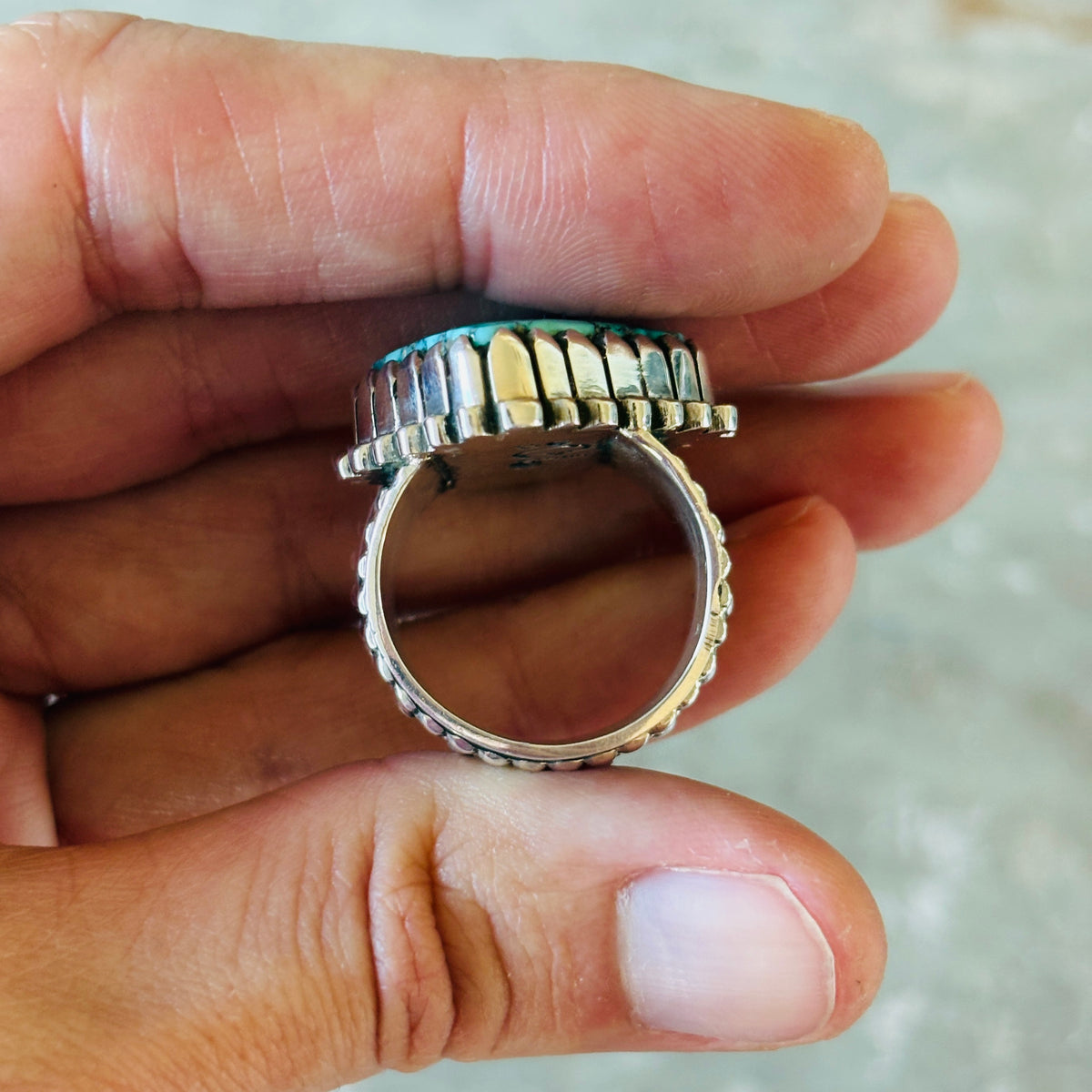 Navajo Sam Gray Sterling Silver & High Grade Kingman Statement Ring