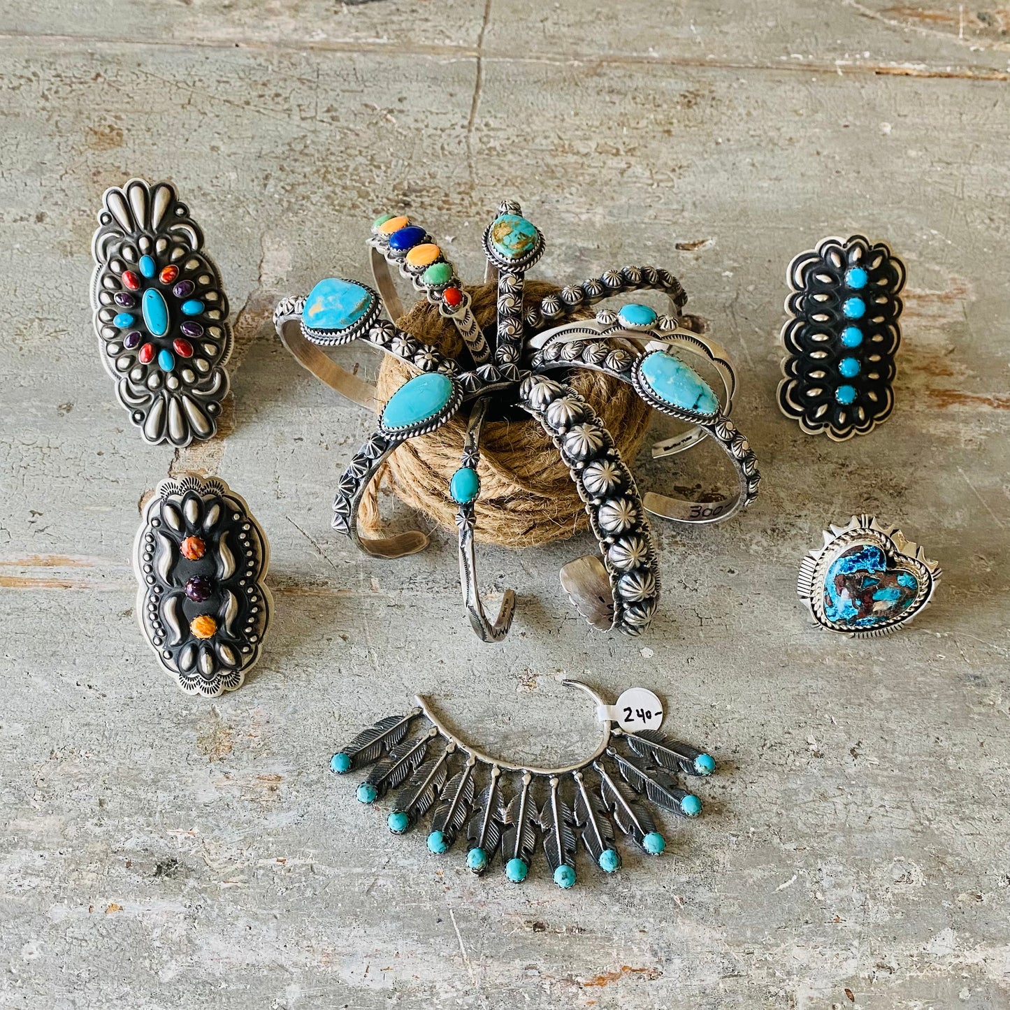 Navajo Kevin Billah Sterling Silver & Turquoise Cuff