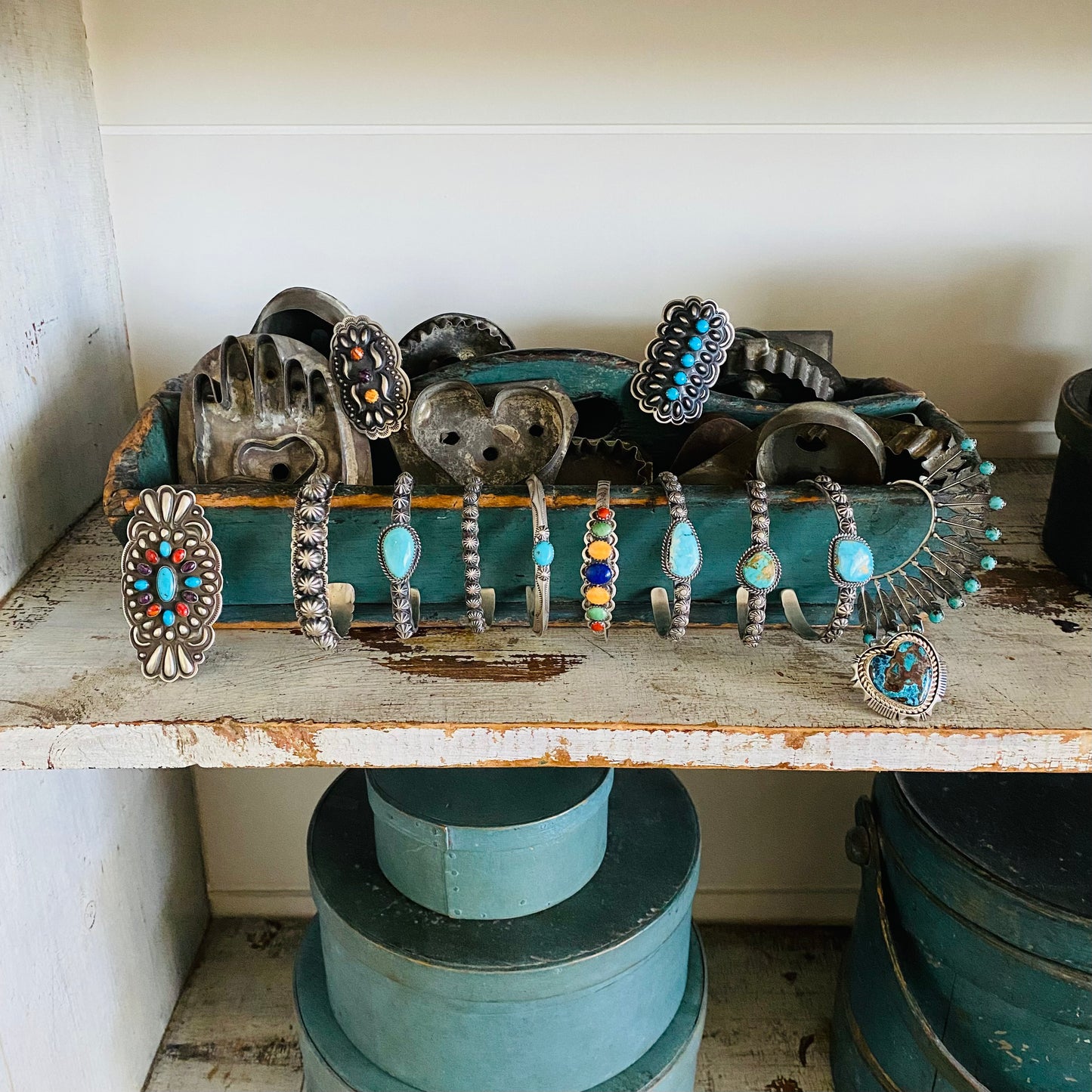 Navajo Kevin Billah Sterling Silver & Turquoise Cuff