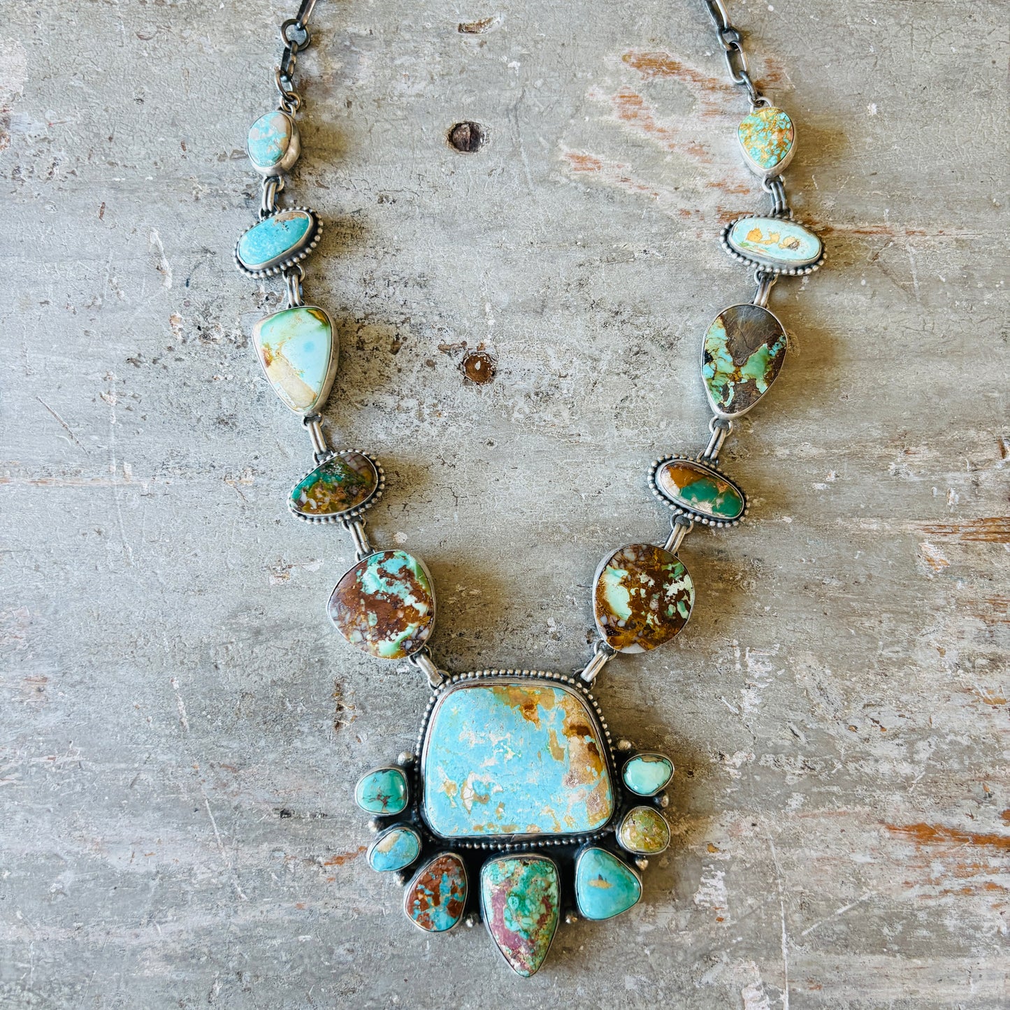 Navajo Darrin Livingston Sterling Silver & Royston Statement Necklace Set