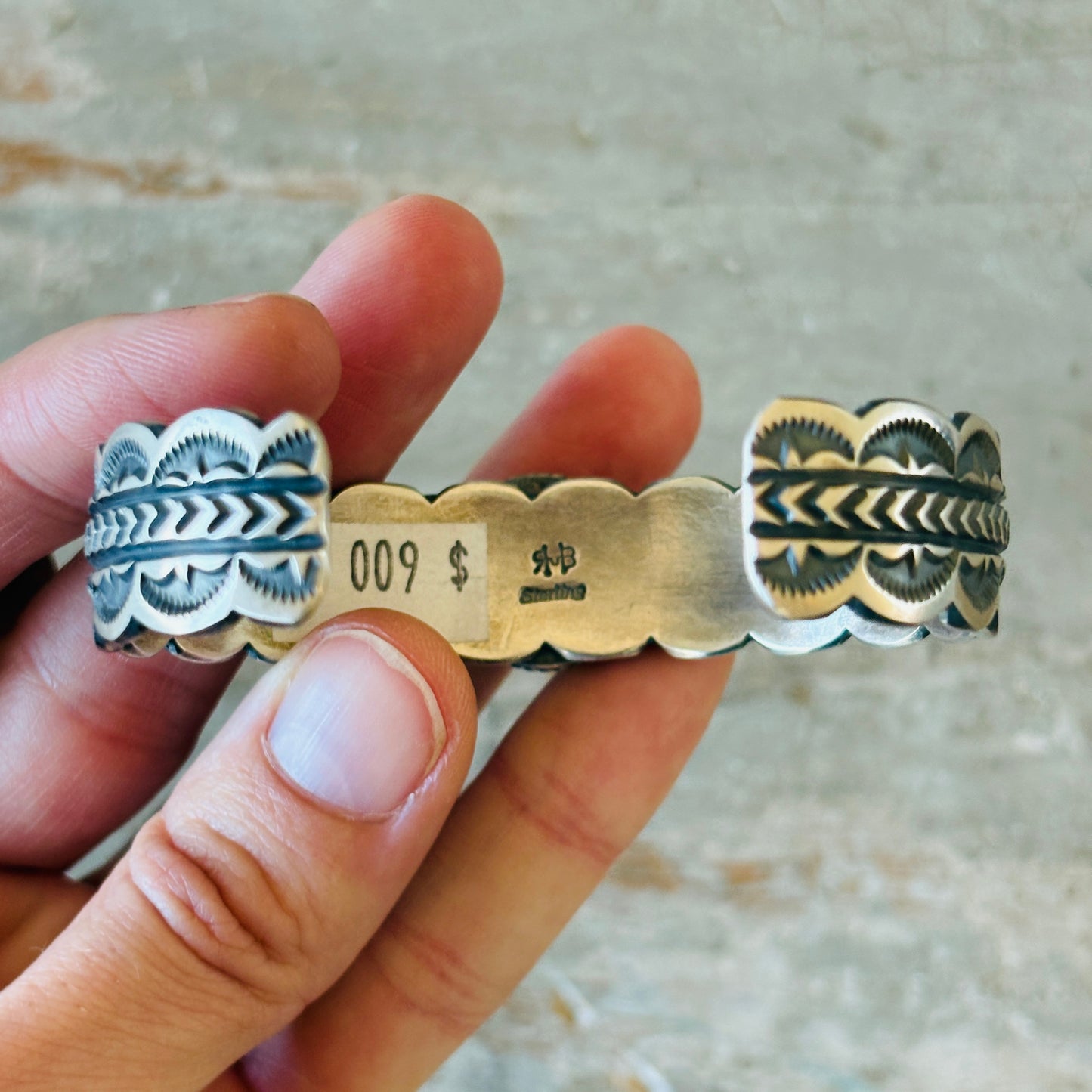 Navajo Randy Boyd Sterling Silver & Blue Ridge Turquoise Stacker Cuff