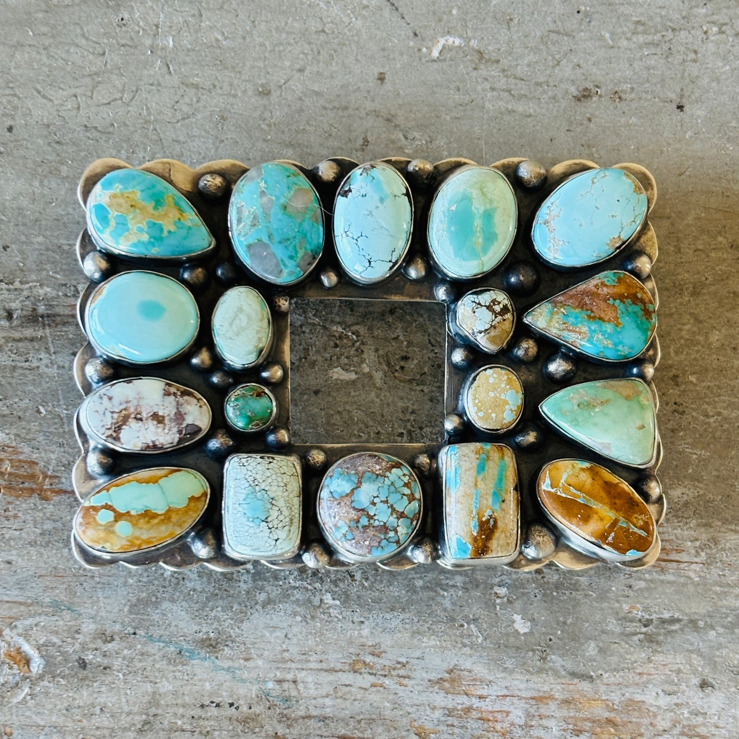 Navajo Bobby Johnson Sterling Silver & Royston Turquoise Belt Buckle