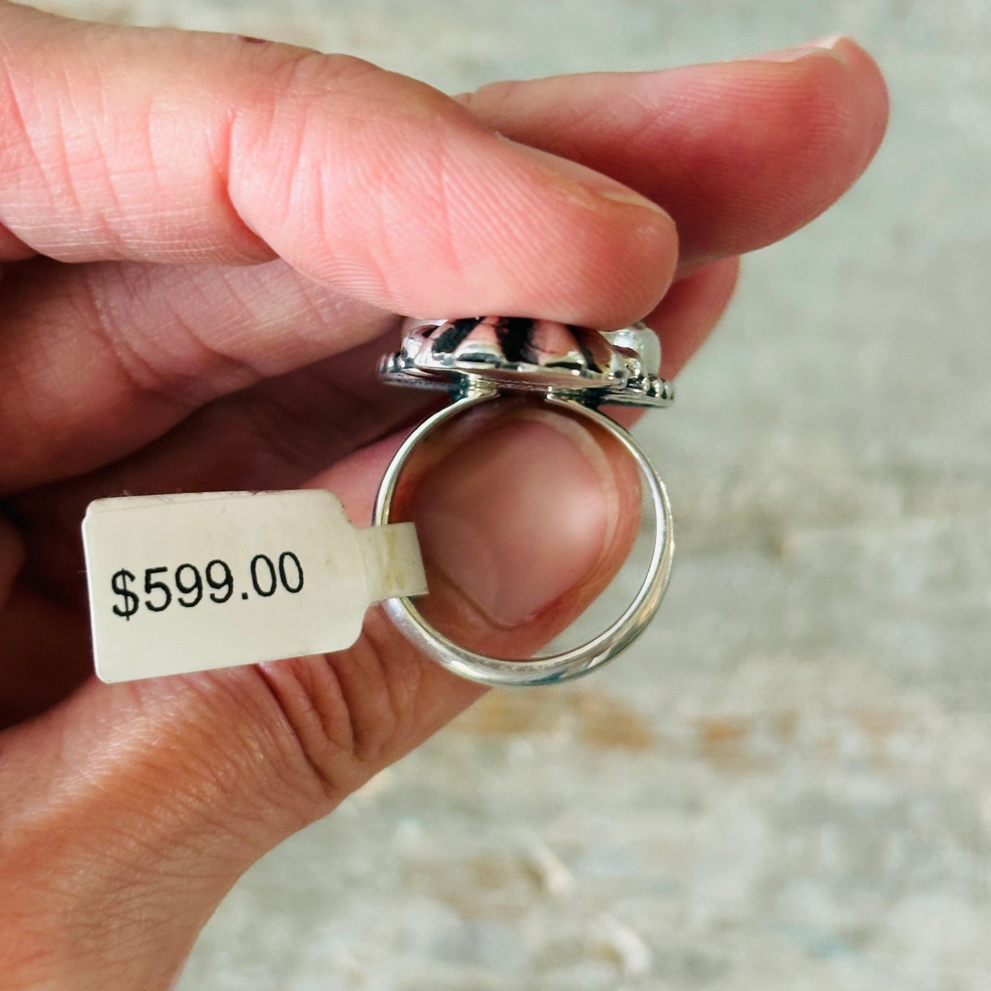 Navajo Mary Ellen Sterling Silver & Sonoran Turquoise Starburst Ring