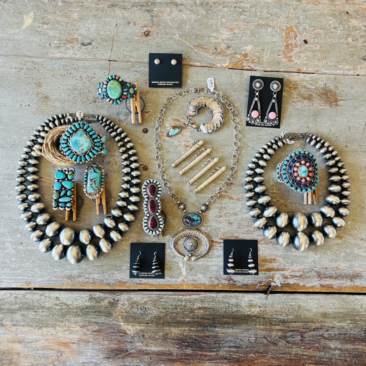 Navajo Hemerson Brown Sterling Silver & Pink Conch Statement Earrings