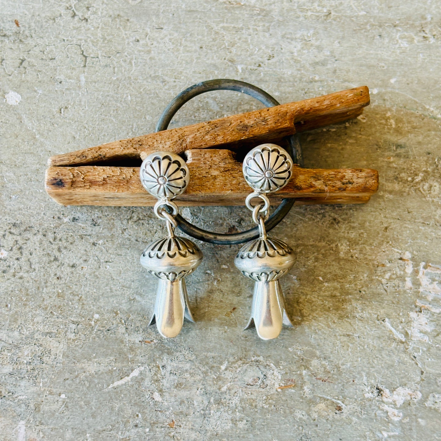 Navajo Sterling Silver Handmade Blossom Earrings