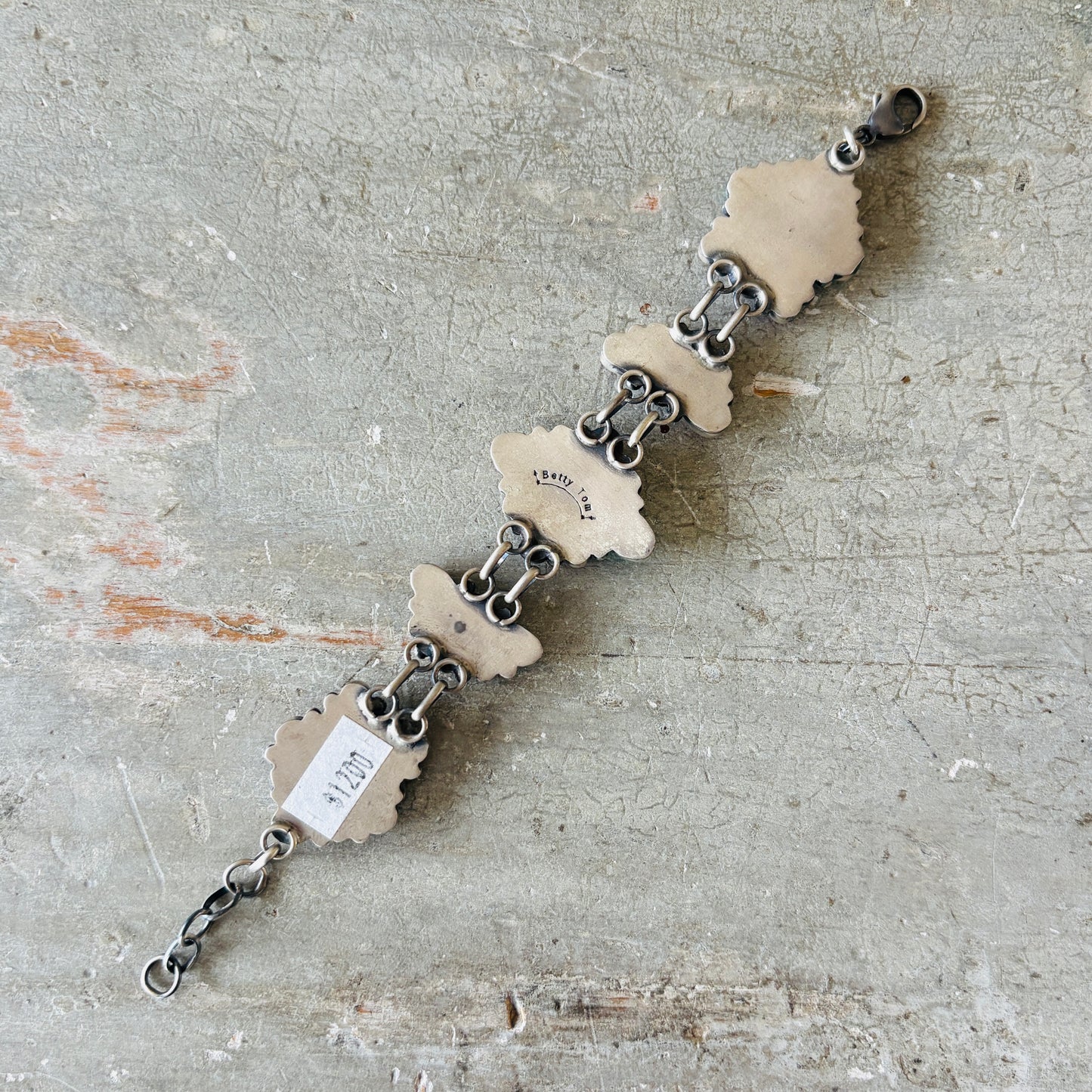 Navajo Betty Tom Sterling Silver Multi Stone Cluster Bracelet