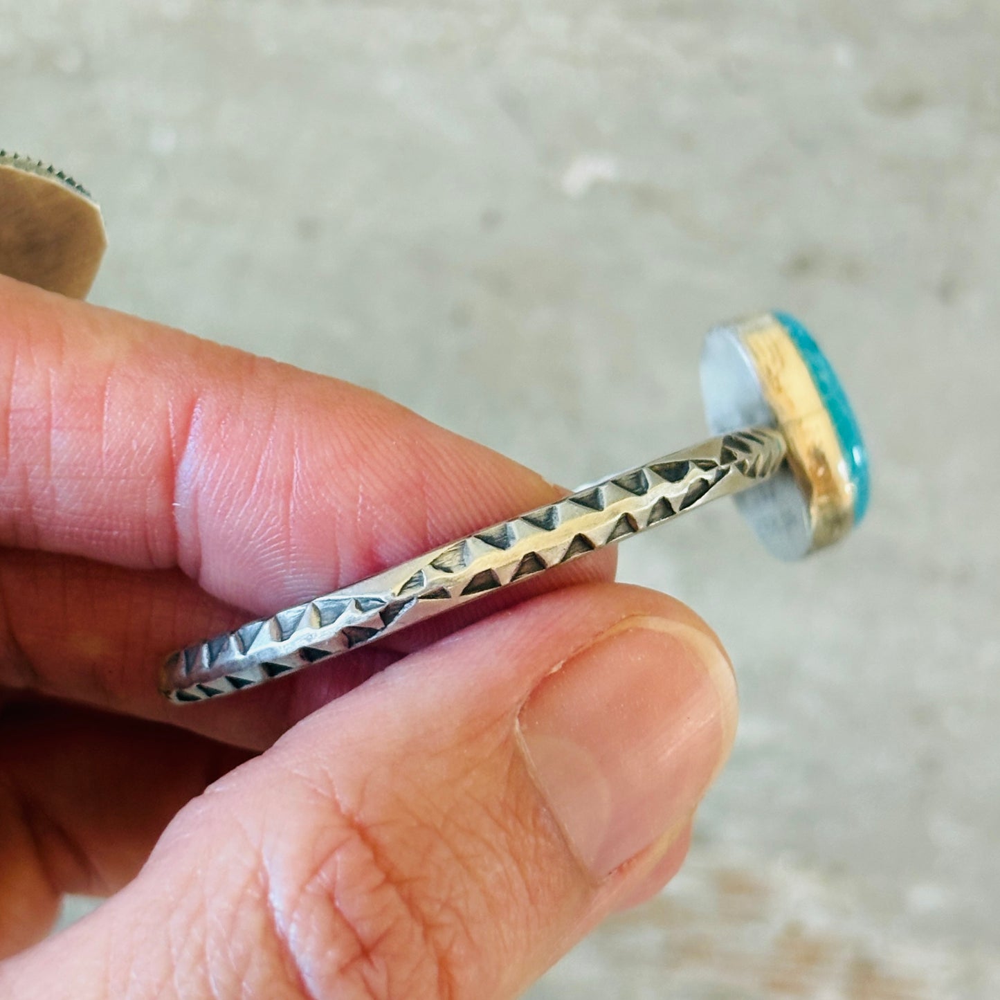 Navajo Delaine & Dwayne Nez Sterling Silver & Sonoran Turquoise Stacker Cuff