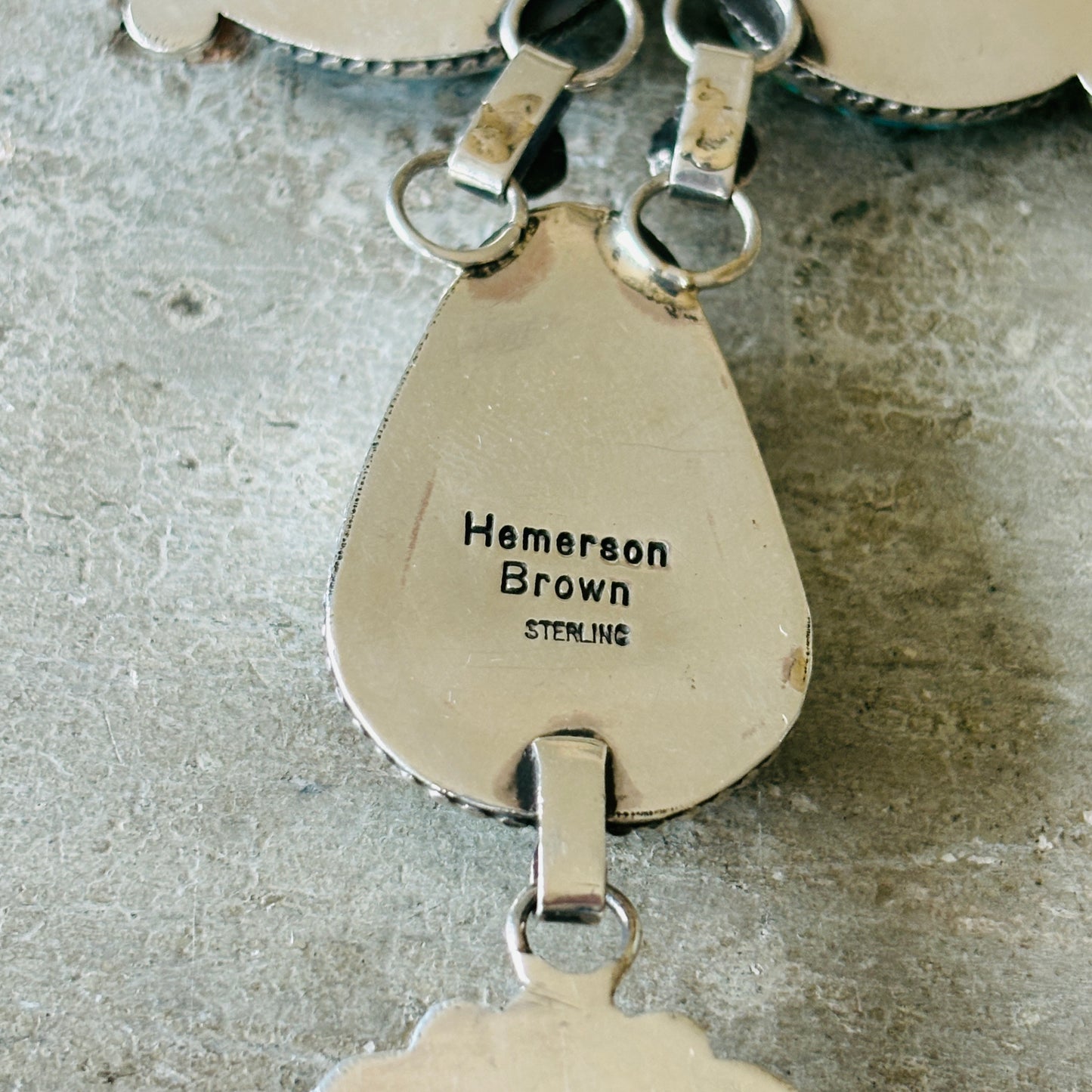 Navajo Hemerson Brown Sterling Silver - Red Coral & Web Kingman Statement Necklace