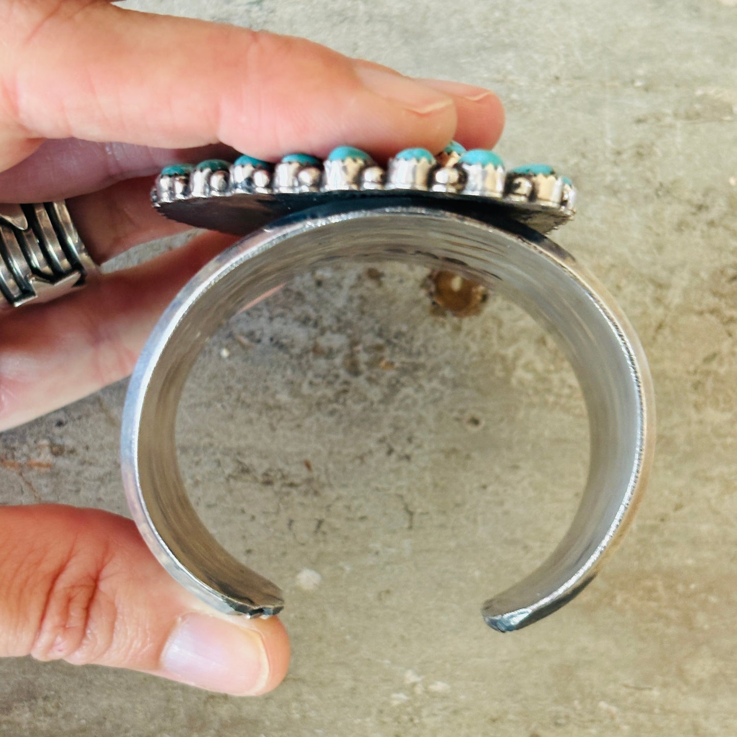 Navajo Marcus Chavez Sterling Silver & Kingman Turquoise Statement Cuff