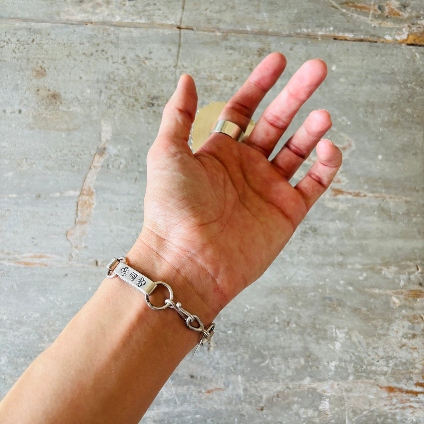 Navajo Joel Pajarito Sterling Silver & Malachite Link Reversible Bracelet