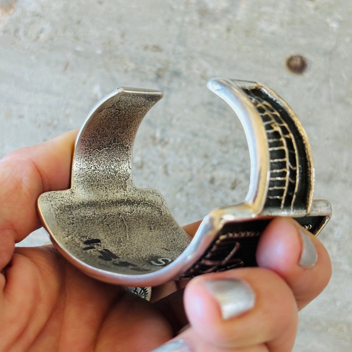 Navajo Stanford Yazzie Sterling Silver Tufa Cast Crosses Chief Cuff